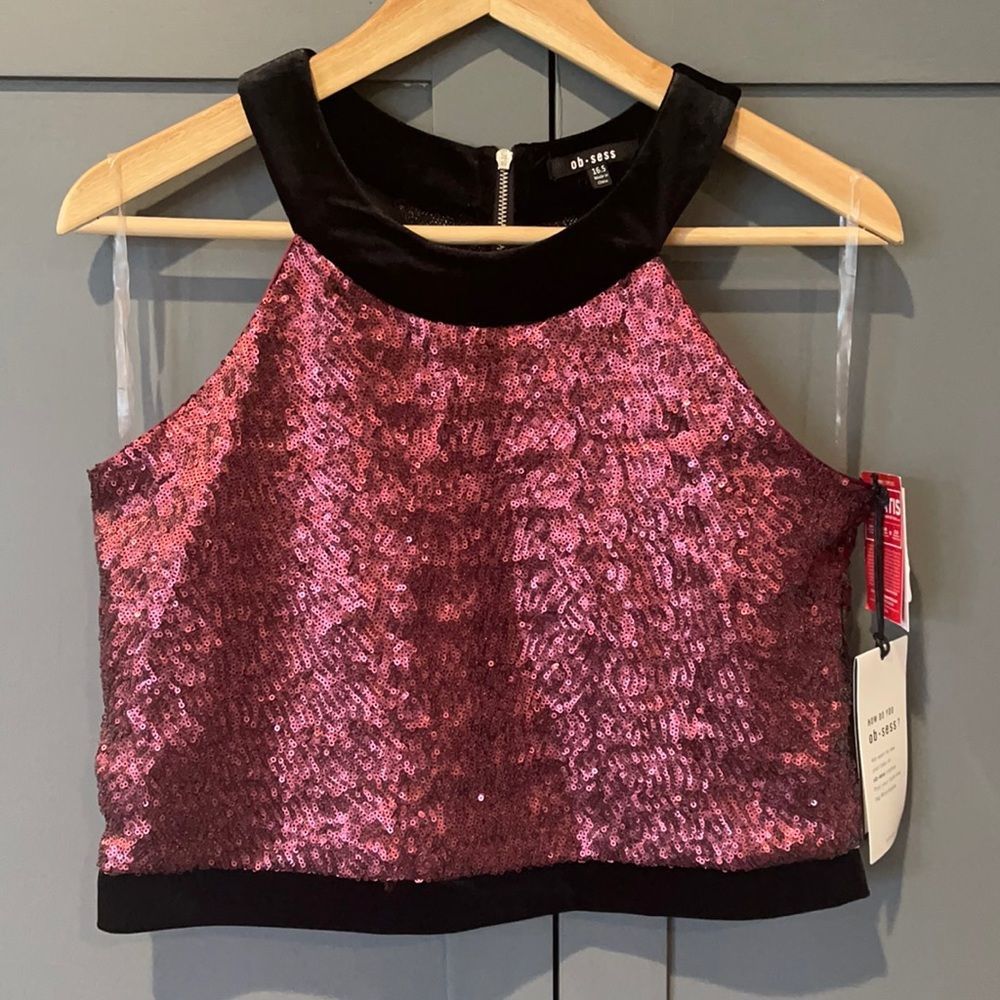 Ob.sess Isabella Moner sequin crop top sizes 16& 16.5